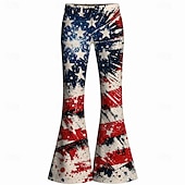 voordelige Bodems-250e jubileum VS Retro vintage Jaren '70 Broeken Bell Bottom broek Hippie Schijf Hoge taille Kostuum Dames Maskerade 4 juli Feest Independence Day Volwassenen Broeken