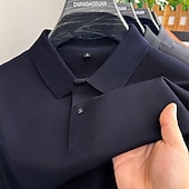 cheap Men's Classic Polo-Men's Polo Polo Shirts Casual Vacation Lapel Short Sleeve Fashion Modern Plain Buttons Plain Summer Spring Regular Fit Lake blue Black White Yellow Pink Red Polo
