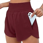 cheap Athletic Shorts-Women's Athletic Shorts Shorts Summer Shorts Beach Shorts Vacation Fashion Casual Daily Short High Waist Elastic Waistband Asymmetric Zipper Pocket Comfort Quick Dry Soft Micro-elastic Streetwear
