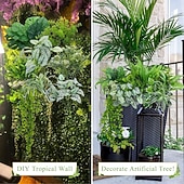 お買い得  人工植物と緑-16個の屋外用人工植物、UV耐性フェイク低木、プラスチック製グリーン、屋外屋内吊り下げ植物、庭、ポーチ、窓辺のプランター、ホームウェディング、ファームハウス装飾用フェイク植物