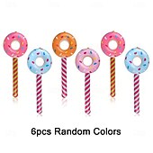 cheap Outdoor Recreation-6pcs Inflatable Lollipops in Random Colors, Inflatable Donut Candy, Birthday Party Decorations, Novelty Toys