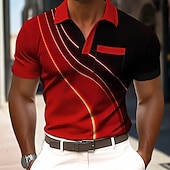  Per uomo Sfumatura Geometrico Polo Manica Corta Magliette polo Bavero Business Casual All'aperto Ferie Abbigliamento quotidiano Tasca Stampa 3D Estate Primavera Blu Rosso Viola