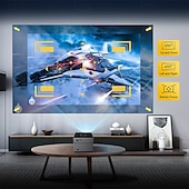 levne Projektory-Přenosný mini chytrý projektor s Wi-Fi a Bluetooth, 2 GB + 16 GB Android, 720p LCD displej s podporou 4K/8K, hlasové dálkové ovládání domácího kina pro hraní her a filmů, dárek pro fotbalové fanoušky