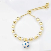 abordables Bracelets &amp; Bangles-Pearl Thick Chain Soccer Fashion Personalized Copper Bracelet Jewelry 1# / 2# / 3# For Daily Gift Holiday