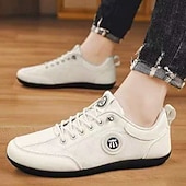 cheap Casual Lace-Up Shoes-Men's Faux Leather Casual Sneakers – Comfortable and Stylish for Everyday Wear, Ideal for Casual Outings, Sports and Relaxed Weekend Activities