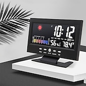 cheap Testers &amp; Detectors-Intelligent Multi-function Voice-controlled Digital Weather Clock With Backlight, Temperature And Humidity Measurement, Weather Forecast, Electronic Clock, And Alarm Clock
