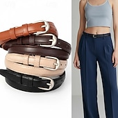 cheap Belt-Women's PU Buckle Belt PU Leather Metal Bucke Geometric Casual Daily Holiday Black Brown Beige Coffee