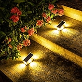 olcso Kültéri falilámpák-2 db kültéri napelemes fali lámpa, IP65 vízálló, 4 LED gyöngy, dekoratív LED lámpák kertbe, udvarra, kerítésre, lépcsőre, lépcsőfokokra, teraszra, gyepre, ösvényvilágításra