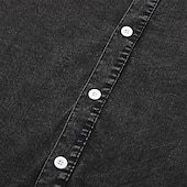 cheap Men's Button Up Shirts-Men's Shirt Casual Shirt Vintage Shirt Button Up Shirt 100% Cotton Acid Wash Shirt Blue Black Light Green Wine Navy Blue Long Sleeve Plain Lapel Streetwear Going out Pocket Clothing Apparel Cotton