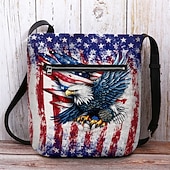 abordables Accessoires-Sac bandoulière femme en polyester, bandoulière ajustable, imprimé audacieux d'aigle et de drapeau américain, parfait pour le 250e anniversaire des États-Unis, la fête de l'indépendance et au quotidien.