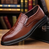 cheap Loafers-Men's Classic Casual Wedding PU Leather Comfortable Slip-on Red Brown Black Summer Spring Fall