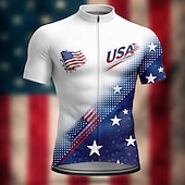  America's 250th Anniversary Independence Day American Independence Day Men Cycling Jersey American US Flag Short Sleeve Bike Jersey Top with 3 Rear Pockets UV Resistant Quick Dry With Pockets Front