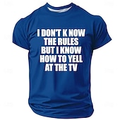  Мужская футболка с надписью «Я не знаю правил, но знаю, как кричать на телевизор», футболка черного цвета с графическим принтом, круглый вырез, футбольный турнир, дизайнерская одежда, размеры S M L XL
