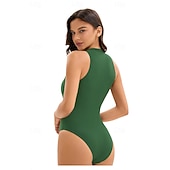  בגדי ריקוד נשים מגן מפריחה בגד ים אחיד רוכסן קדמי ספנדקס הגנה מפני השמש UV UPF50+ ייבוש מהיר ללא שרוולים חליפת גוף בגד ים גלישה חוף ספורט מים קיץ