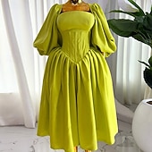 cheap Dresses-1950s Retro Vintage Fancy Costume Swing Dress Flare Dress Solid Color Fit &amp; Flare Swing Fancy Dress Women's Halloween Carnival Cocktail Party Retro Theme Party Adults' Dress Spring &amp; Summer