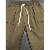 cheap Casual Pants-Men's Trousers Casual Pants Drawstring Pocket Plain Comfort Breathable Full Length Home Outdoor Streetwear Vacation Fashion Blue Khaki Inelastic