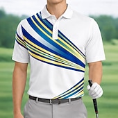 cheap Men's Golf Polo-Men's Geometic Golf Sports Polo Shirts Short Sleeve Polo Shirts Collared Shirts Casual Athleisure Buttons Spring &amp; Summer Blue White Yellow