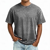 ieftine tricouri de bază-Cămașă T Shirt pentru bărbați SoftFade™ T-shirt din bumbac mixat cu mânecă scurtă simplă vintage streetwear casual vopsită spălată distresată gât rotund casual vacanță primăvară  vară violet Henley