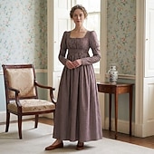 cheap Dresses-1791's Lady Regency Dress Jane Austen Vintage Dress High Waistline Tea Gown Retro Vintage Medieval Renaissance Women's Halloween Carnival Masquerade