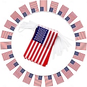 billiga U.S. 250-årsjubileum-patriotisk amerikansk flagga vimpel banderoll, 50 flaggor 46 fot små mini amerikanska flaggor vimpel för 4 juli självständighetsdagen, 250-årsjubileum, minnesdagsfestdekorationer
