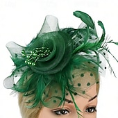 cheap Fascinators-Fascinators Net Wedding Birthday Vintage Cute With Feather Tulle Headpiece Headwear