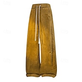baratos calça casual-SoftFade™ Calças Masculinas Calças Casuais 100% Algodão Calças Largas Calças Lavadas em Ácido Com Corda Perna Larga Cor Sólida Conforto Comprimento Total Casual Diário Moda de Rua Fashion Retro