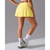 cheap Women's Skirts &amp; Skorts-Women's Solid Colored Casual Skirt Tennis Shirt Tennis Skirts with Shorts Sport Skirt Sleeveless Pleated Pocket Quick Dry Elastic Sweat-Wicking Breathable Tennis Golf Pickleball Skirt White Yellow