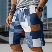 economico Stampa Geometrica-Per uomo Blocco di colori Patchwork Griglia / Plaid Costumi da bagno Pantaloncini da mare Pantaloncini da Surf Misura del girovita medio Moda Casual All'aperto Vacanza Abbigliamento Quotidiano Tasche