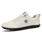 cheap Casual Lace-Up Shoes-Men's Faux Leather Casual Sneakers – Comfortable and Stylish for Everyday Wear, Ideal for Casual Outings, Sports and Relaxed Weekend Activities