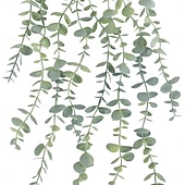 levne Umělé rostliny a zeleň-2 ks umělých rostlin eukalyptu, zavěšených na polici, umělých rostlin v květináči na zeď, ložnici, domov, terasu, vnitřní a venkovní dekorace, umělá zeleň, závěsná rostlina do koupelny, kuchyně,