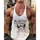 billiga Löpar-T-shirts och linnen-Herr Grafisk Bokstav Träningströja Linne för jogging Gymlinne Sommar Ärmlös Snabb tork Fuktabsorberande Gymträning Aktiv träning Träning Blå Svart Vit Sportkläder Sportkläder