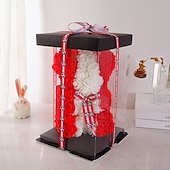 preiswerte Weltfußballspiel 2026-25 cm großer Rosen-Teddybär für die Fußball-Weltmeisterschaft, künstliches Rosenblüten-Geschenk für Fußballfans, Hochzeit, Muttertag, Jahrestag, inklusive transparenter Geschenkbox