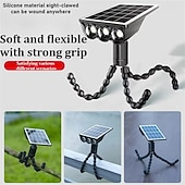 olcso Pathway Lights &amp; Lanterns-1 db kültéri napelemes fali spotlámpa, IP55 vízálló, 3 LED gyöngy, polip dizájn, kettős rögzítési lehetőség, dekoratív LED tájvilágítás kertbe, udvarra, ösvényre, gyepre, teraszra