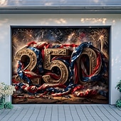 baratos Capa de Porta de Garagem-4 de julho de 2026 250º Dia da Memória Tapeçaria Banners Capa de Porta da Garagem Águia Bandeira Americana Impressão 3D Festa Moderna Patriótica Fundo de Tiro Presente Decoração da Casa