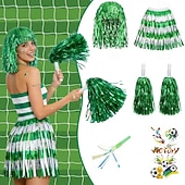 cheap World Soccer Match 2026-5pcs/set Soccer Summer Global Match Fan Gear Set, Wig Hat with Handheld Cheer Pom Poms, Football Fan Costume Accessories for Game Day Party Sports Events