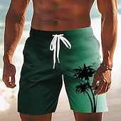 billige Tropiske planter og blomster-Herre Kokosnøttre Gradientfarge Badeshorts Badedrakter Badeshorts Surfeshorts Medium Midje Hawaiisk Strandferie Sidelommer Mesh fôr Elastisk snøring i midjen Designer Klær