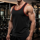 baratos Camisetas sin mangas de gimnasio-Men's Tank Top Vest Undershirt Sleeveless Shirt Sleeveless U Neck Scoop Neck Summer Solid Color Plain Fashion Sporty Classic Color Block Casual Gym Street White Top Tee for Men