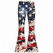 voordelige Bodems-250e jubileum VS Retro vintage Jaren '70 Broeken Bell Bottom broek Hippie Schijf Hoge taille Kostuum Dames Maskerade 4 juli Feest Independence Day Volwassenen Broeken