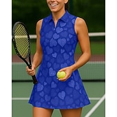 cheap Women's Shirt-Women's Heart Tennis Dress Golf Dress Sleeveless Dress Sleeveless Zipper High Elasticity Breathable Tennis Golf Badminton Polo Collar Dress Pink Army Green Red Tennis Clothing