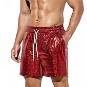 economico Pantaloncini casual-Per uomo Pantaloncini casual Pantaloncini in ecopelle Metallico Lucido Tinta unita Sportivo Corto Casuale Club Moda Casual Blu Argento Vita Bassa Micro-elastico