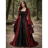  中世 ルネッサンス ドレス ファンシーコスチューム 長袖 魔女 バイキング 仮装 女性用 セルティック ファンタジー ハロウィーン カーニバル 性能 LARP レンフェア 成人 ドレス