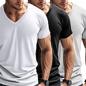 billiga grundläggande t-shirts-Herr T-shirt T-tröja Kortärmad V-hals Sommar Vår Slät Designer Grundläggande Modernt Modernt 3 st Ledigt Semester Gata 8# 9# 4# Topp t-shirt för män