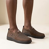 billiga Slip-On vardagsskor-Herrbruna slip-on casualskor, andningsbara, lätta och bekväma promenadloafers för vardagsbruk, kontor, resor, bilkörning, helgfritid och enkel smart casual-stil