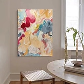 abordables Pinturas abstractas-Handmade Oil Painting Canvas Wall Art Decoration Modern Dopamine Color Abstract Texture for Home Decor Frame Hanging/Rolled Frameless Unstretched Painting