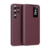 cheap 2026 Samsung Galaxy S26 Series-Phone Case For Samsung Galaxy S26 S26 Plus S26 Ultra Wallet Case Clear View Window Camera Lens Protector Ultra Thin Retro PU Leather
