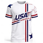  Unisexo Camiseta de fútbol Geométrico Estrellas EEUU Tops tipo jersey Camiseta deportiva Verano Bloque de Color Manga Corta Casual Deportivo Licra UPF 50 Secado rápido Dispersor de humedad