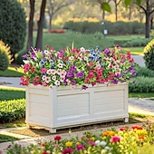  20 bunter kunstige blomster til utendørs dekorasjon falske silkeblomster UV-bestandige kunstige planter kunstige tusenfryd eukalyptus til vår sommer hage veranda vindu hjemdekor, blandet