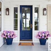 cheap Artificial Flower-4 Bundles Spring Artificial Morning Glory Flowers for Outdoors, UV Resistant Fake Look Real Faux Silk Plants for Front Door Garden Porch Planter