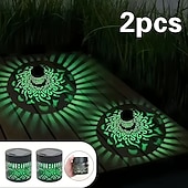 Недорогие Уличные светильники-2 шт. уличных солнечных настенных светильников с проекцией мандалы из полого металла, водонепроницаемость IP44, для украшения забора, лестницы, газона и дорожек, сада, двора, ландшафтного освещения