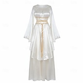 abordables Vestido-Victoriano Medieval Renacimiento Hasta el Suelo Vestidos Bruja Hada Corte A Disfraz Mujer Fantasía Víspera de Todos los Santos Carnaval Mascarada Feria del Renacimiento LARP Fiesta temática retro